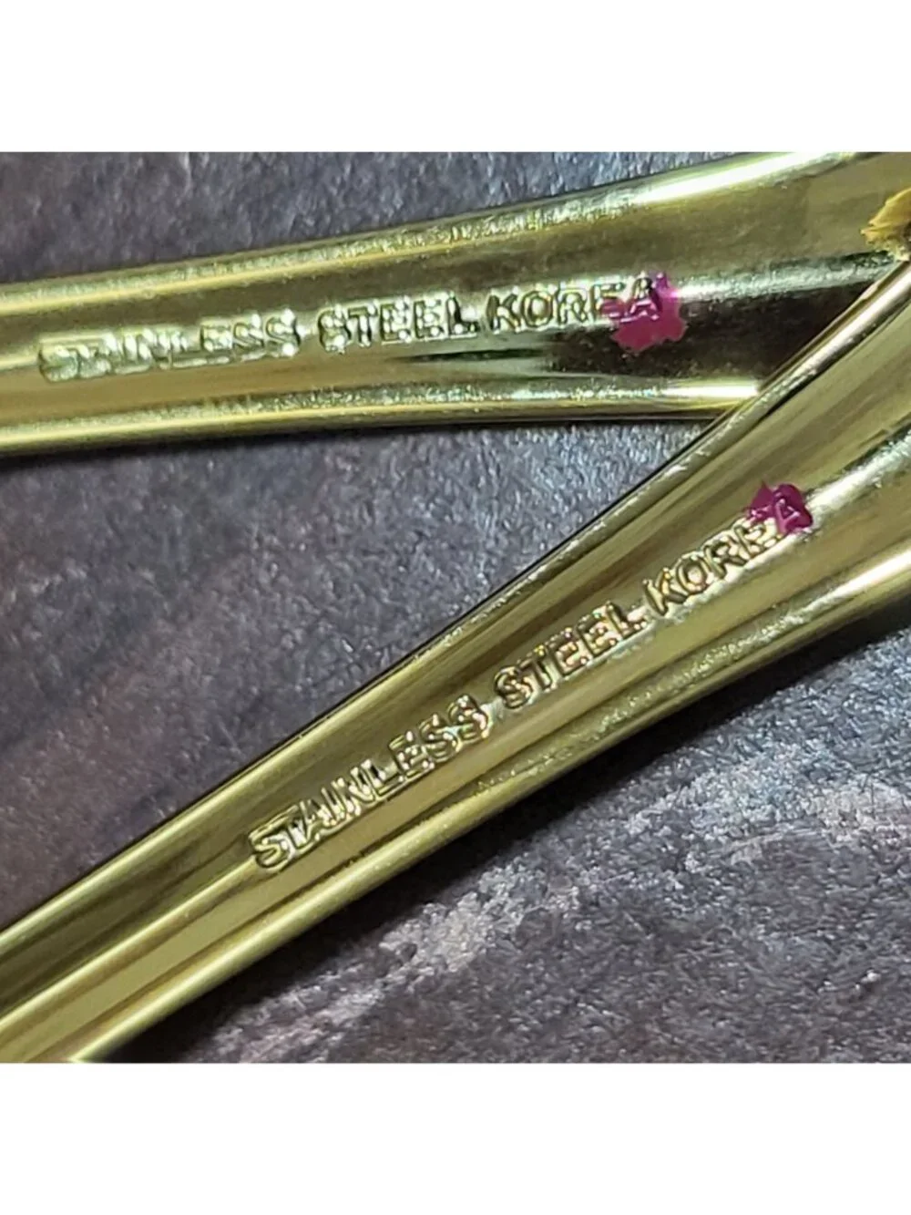 40 Piece Gold Electroplated Flatware Pierced Design Marked Stainless Steel Korea